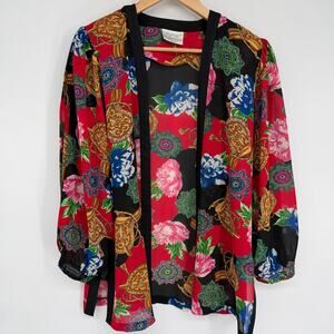 Vintage Kanga Collection Jacket Floral Equestrian Lightweight Feminine Romantic